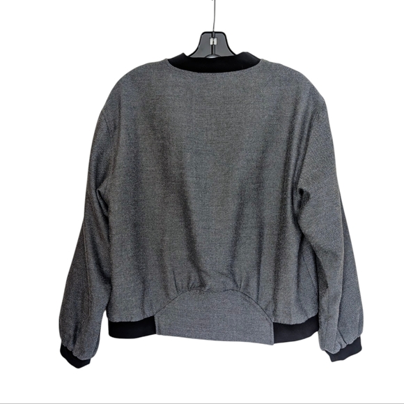 Democracy Banded Bomber Jacket Lightweight Gray Black Medium - Picture 5 of 16